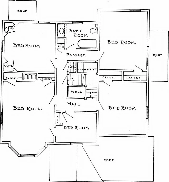An illustration from Inexpensive homes of individuality; being a collection of photographs and floor plans illustrating certain of America's best country and suburban homes of moderate size, 1915, leaf 44