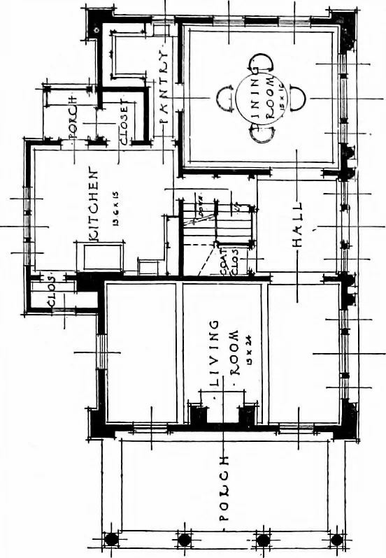 An illustration from Inexpensive homes of individuality; being a collection of photographs and floor plans illustrating certain of America's best country and suburban homes of moderate size, 1915, leaf 50