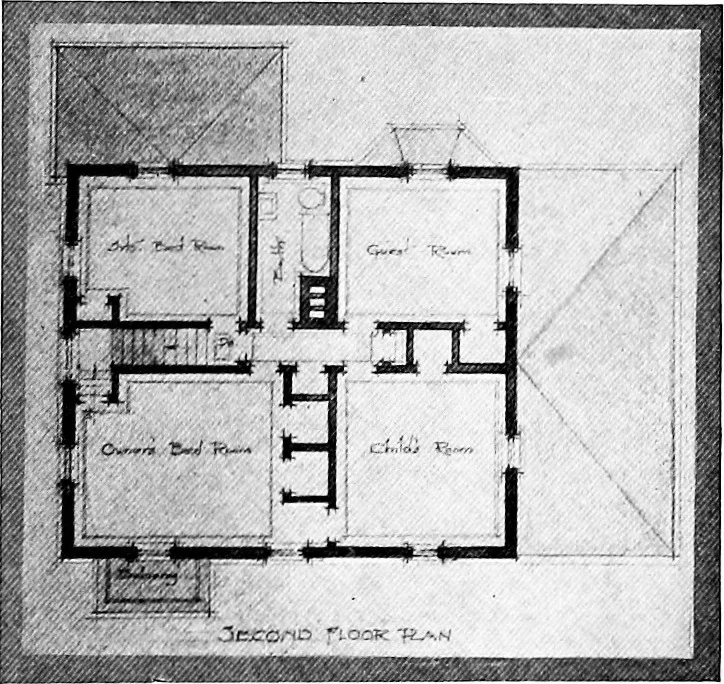 An illustration from Inexpensive homes of individuality; being a collection of photographs and floor plans illustrating certain of America's best country and suburban homes of moderate size, 1915, leaf 66
