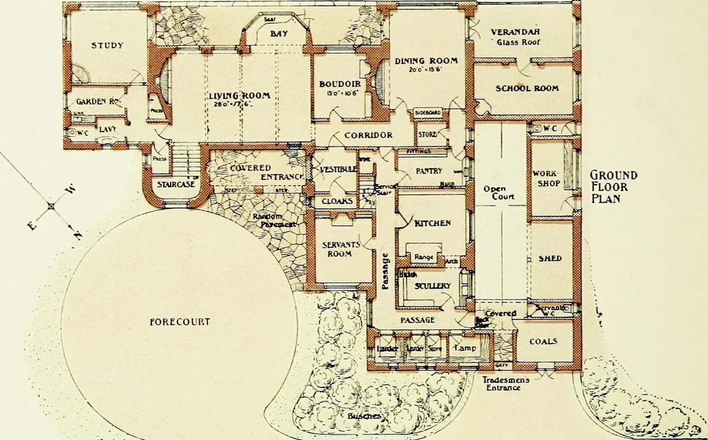 An illustration from The modern home; a book of British domestic architectvre for moderate incomes; a companion volvme to "The British home of to-day";, 1906, leaf 122