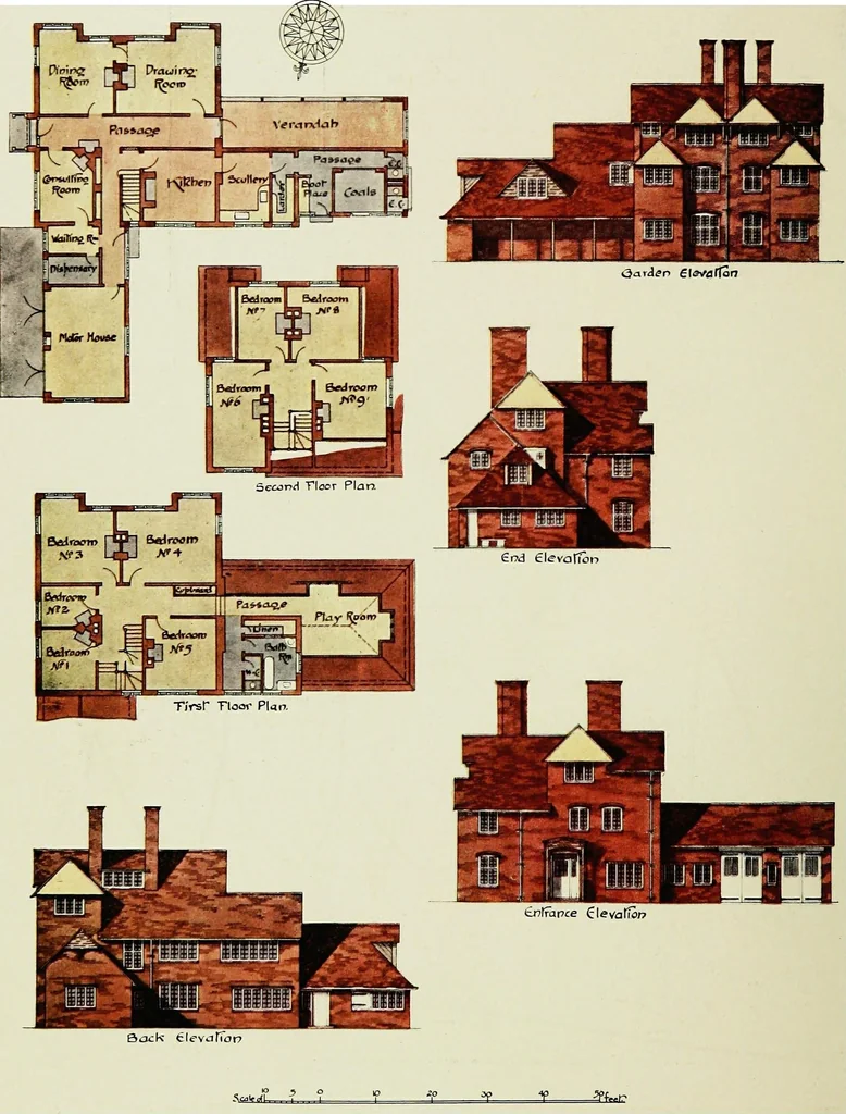 An illustration from The modern home; a book of British domestic architectvre for moderate incomes; a companion volvme to "The British home of to-day";, 1906, leaf 134