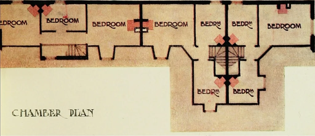 An illustration from The modern home; a book of British domestic architectvre for moderate incomes; a companion volvme to "The British home of to-day";, 1906, leaf 43