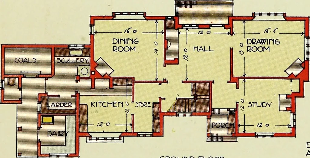 An illustration from The modern home; a book of British domestic architectvre for moderate incomes; a companion volvme to "The British home of to-day";, 1906, leaf 53