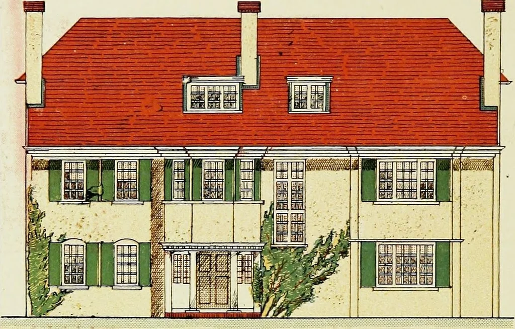 An illustration from The modern home; a book of British domestic architectvre for moderate incomes; a companion volvme to "The British home of to-day";, 1906, leaf 54