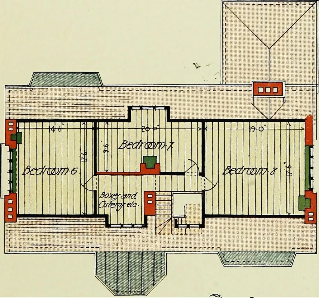 An illustration from The modern home; a book of British domestic architectvre for moderate incomes; a companion volvme to "The British home of to-day";, 1906, leaf 55