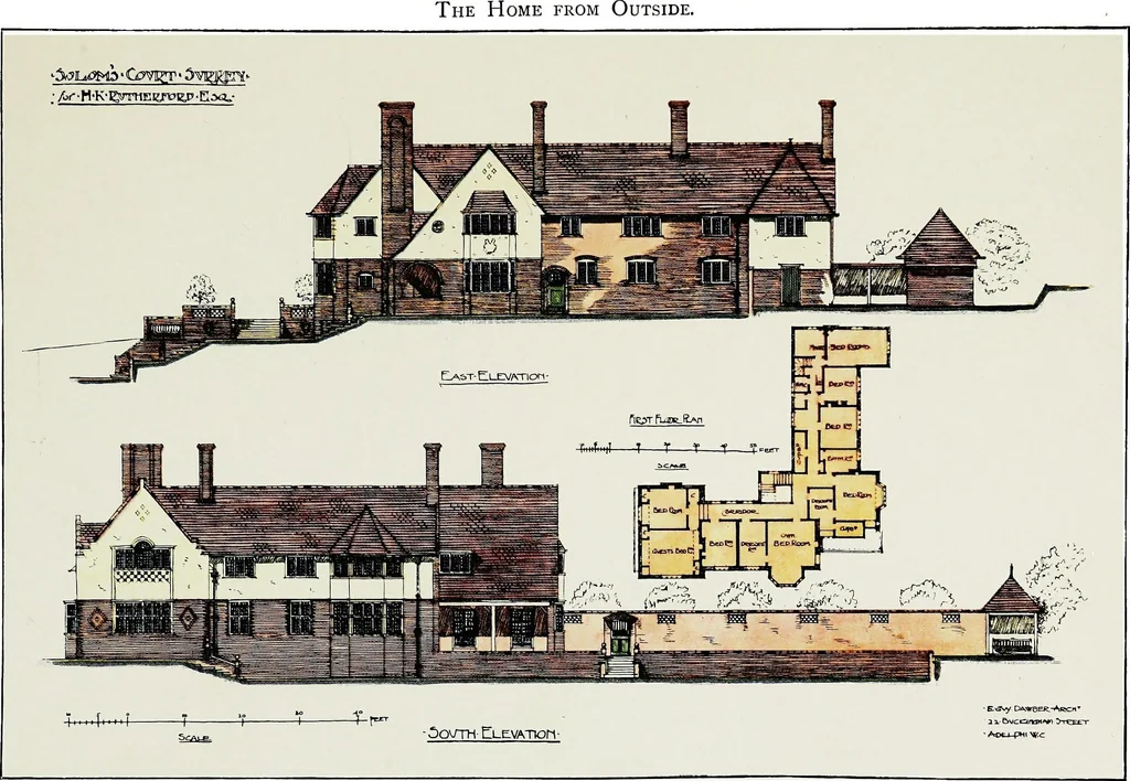 An illustration from The modern home; a book of British domestic architectvre for moderate incomes; a companion volvme to "The British home of to-day";, 1906, leaf 87