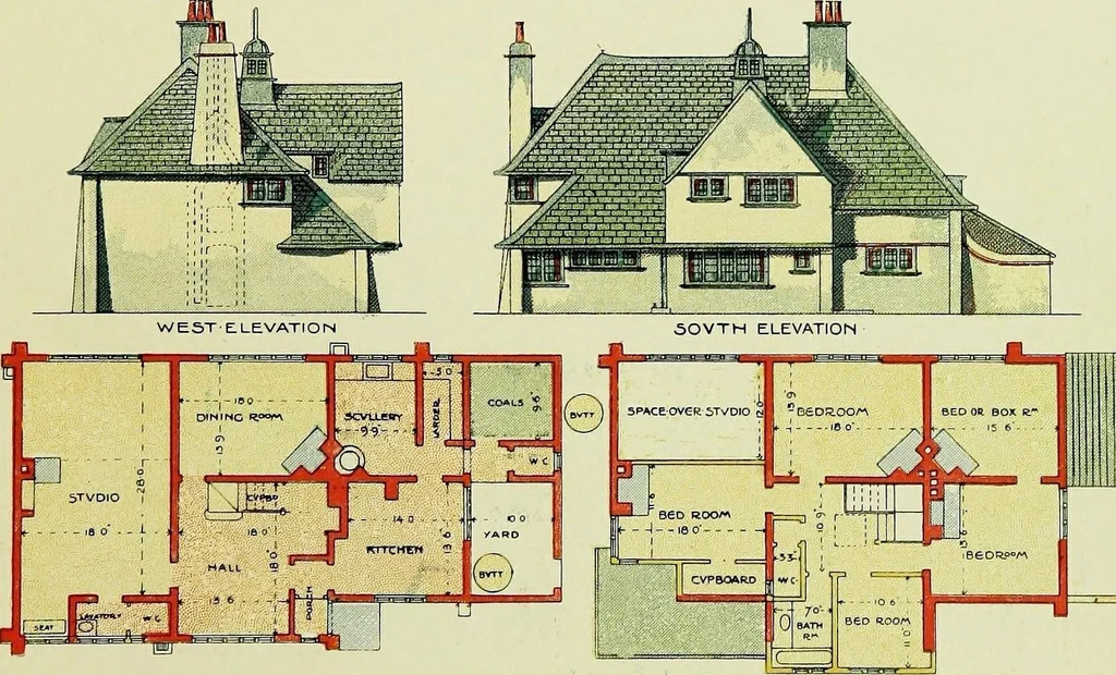 An illustration from The modern home; a book of British domestic architectvre for moderate incomes; a companion volvme to "The British home of to-day";, 1906, leaf 97