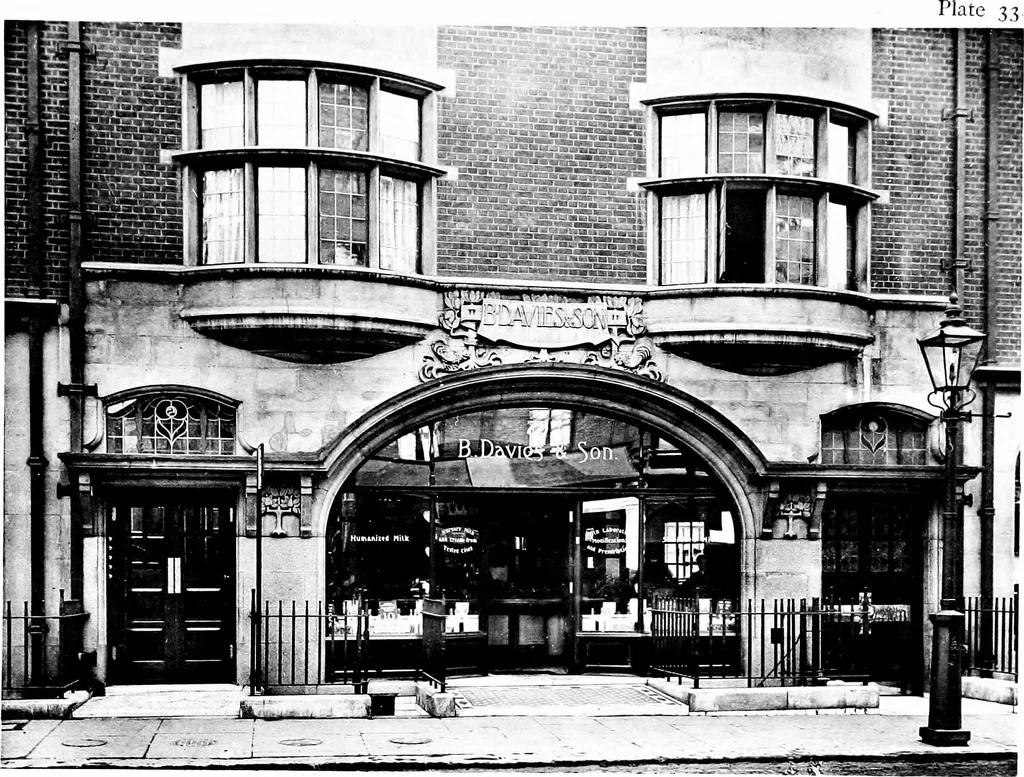 An illustration from English shop-fronts, old and new : a series of examples by leading architects, selected and specially photographed : together with descriptive notes and illustrations, 1907, leaf 116