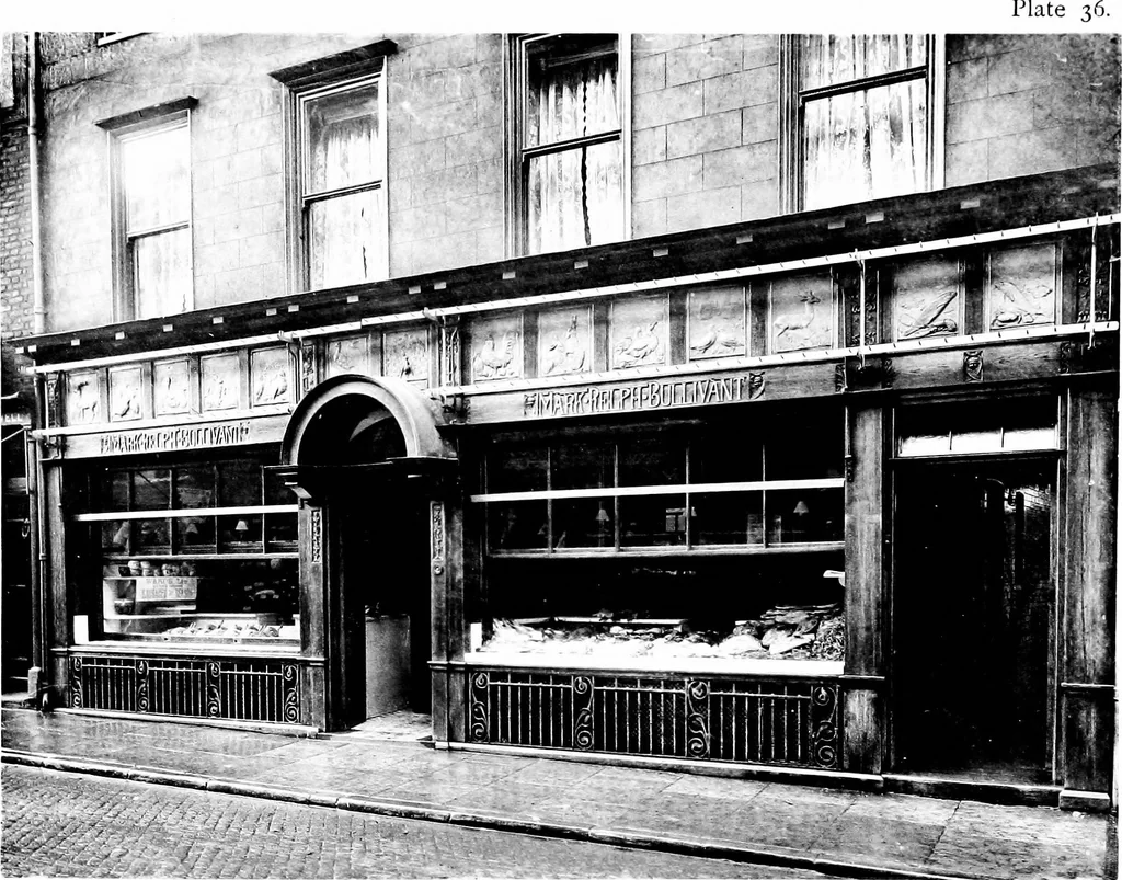 An illustration from English shop-fronts, old and new : a series of examples by leading architects, selected and specially photographed : together with descriptive notes and illustrations, 1907, leaf 142
