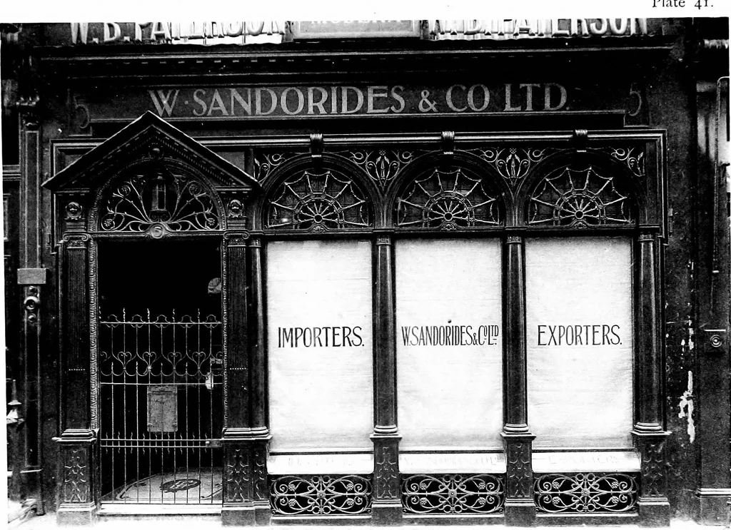 An illustration from English shop-fronts, old and new : a series of examples by leading architects, selected and specially photographed : together with descriptive notes and illustrations, 1907, leaf 152