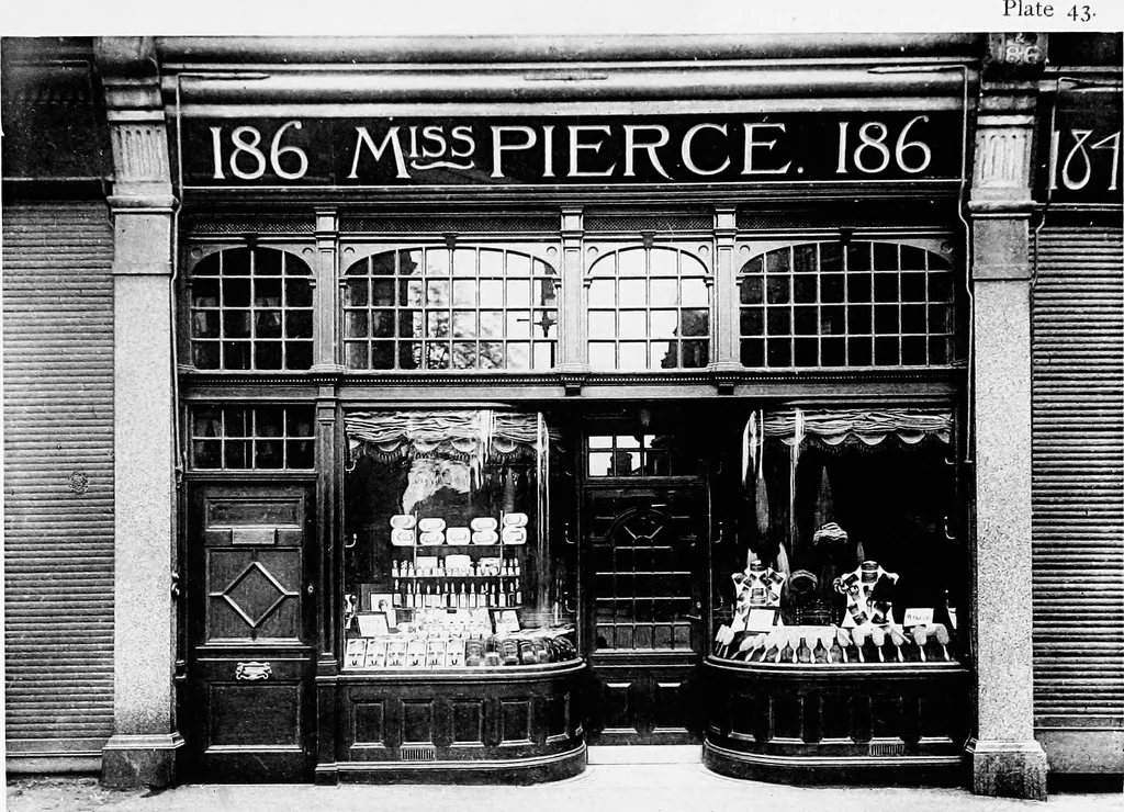 An illustration from English shop-fronts, old and new : a series of examples by leading architects, selected and specially photographed : together with descriptive notes and illustrations, 1907, leaf 156
