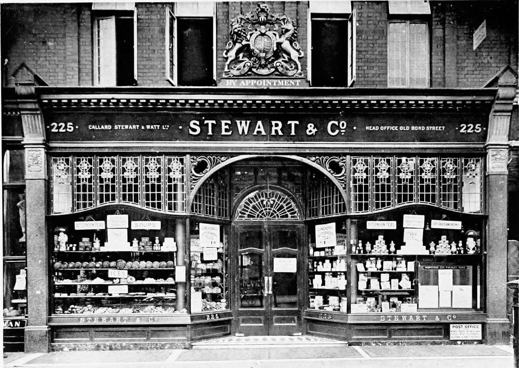 An illustration from English shop-fronts, old and new : a series of examples by leading architects, selected and specially photographed : together with descriptive notes and illustrations, 1907, leaf 158