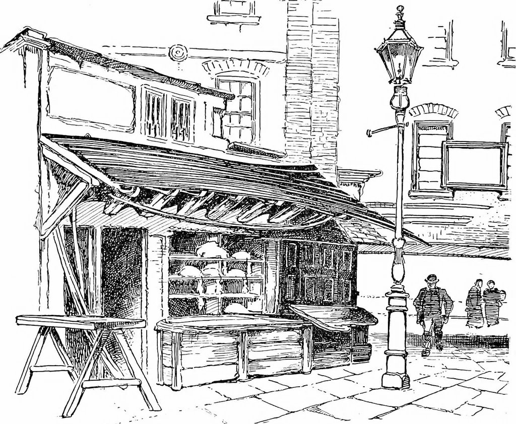 An illustration from English shop-fronts, old and new : a series of examples by leading architects, selected and specially photographed : together with descriptive notes and illustrations, 1907, leaf 21