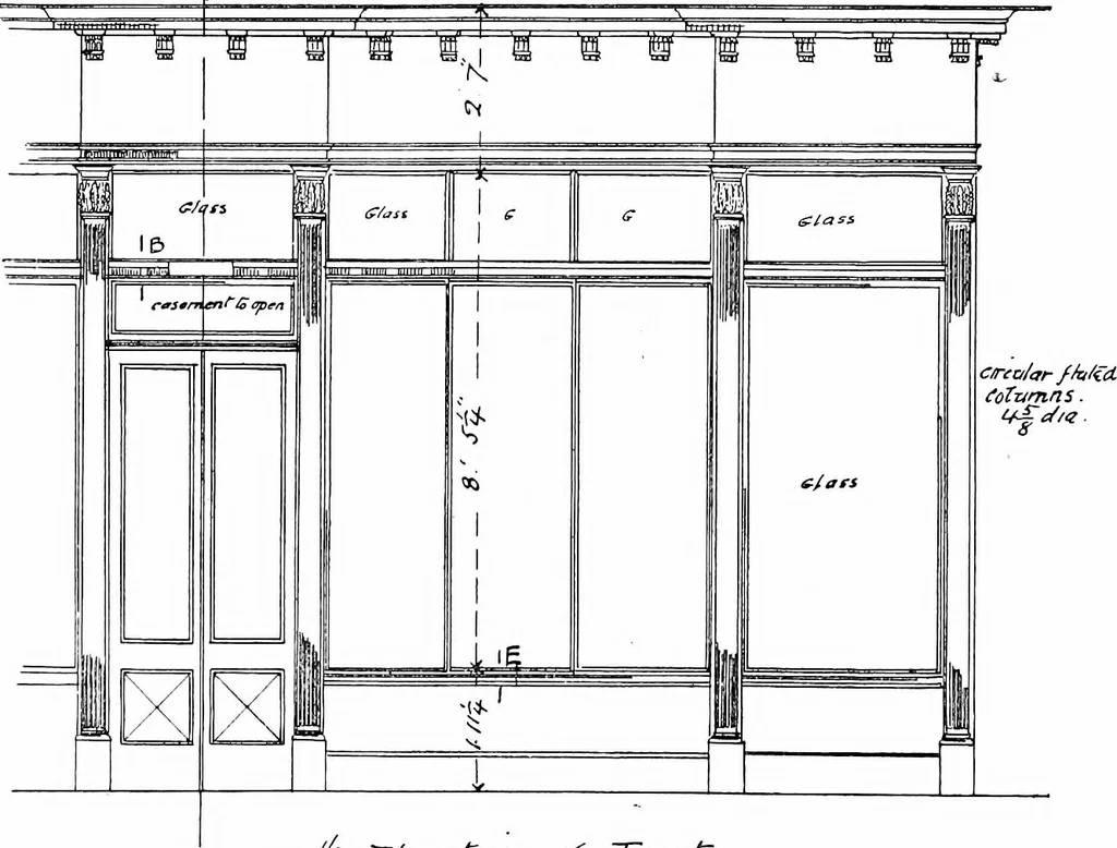 An illustration from English shop-fronts, old and new : a series of examples by leading architects, selected and specially photographed : together with descriptive notes and illustrations, 1907, leaf 35