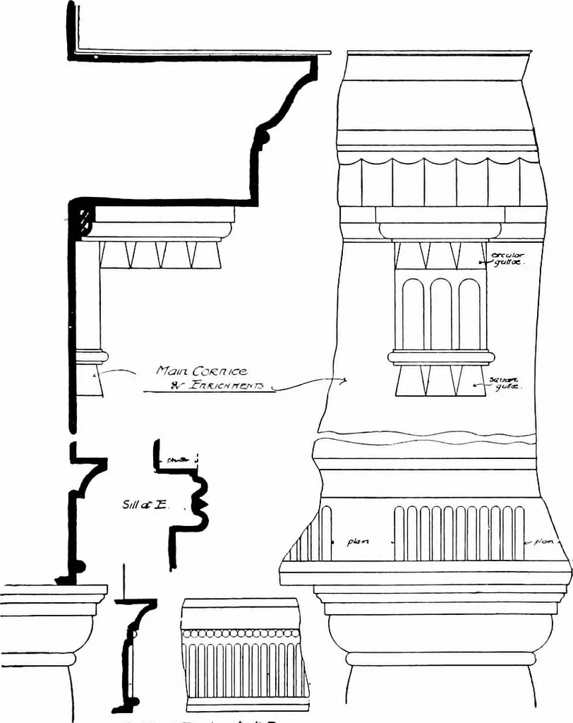 An illustration from English shop-fronts, old and new : a series of examples by leading architects, selected and specially photographed : together with descriptive notes and illustrations, 1907, leaf 36