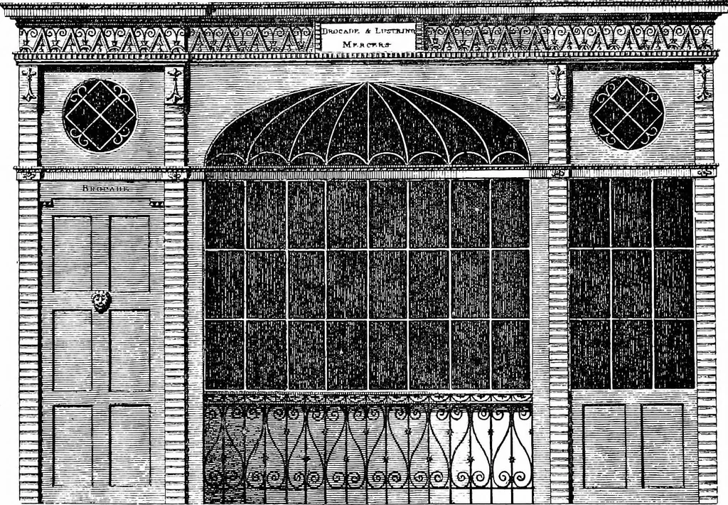 An illustration from English shop-fronts, old and new : a series of examples by leading architects, selected and specially photographed : together with descriptive notes and illustrations, 1907, leaf 37