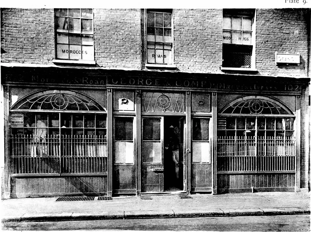 An illustration from English shop-fronts, old and new : a series of examples by leading architects, selected and specially photographed : together with descriptive notes and illustrations, 1907, leaf 56