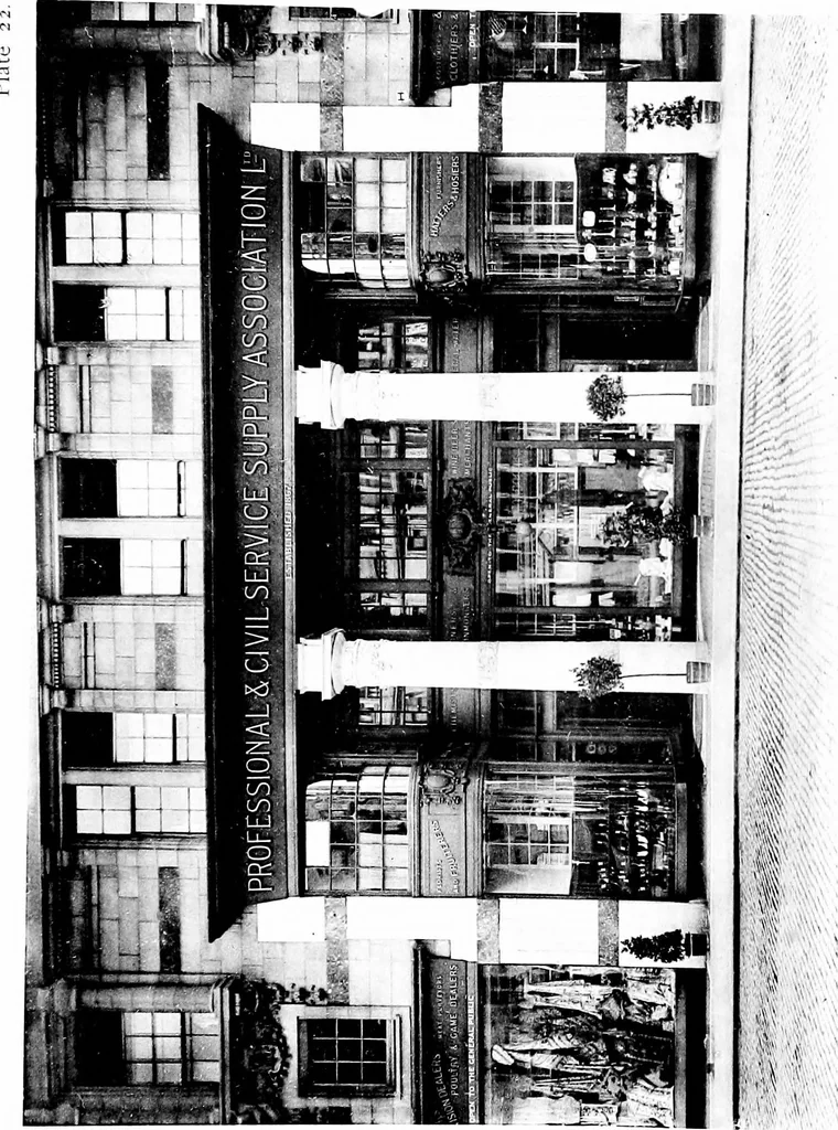 An illustration from English shop-fronts, old and new : a series of examples by leading architects, selected and specially photographed : together with descriptive notes and illustrations, 1907, leaf 98
