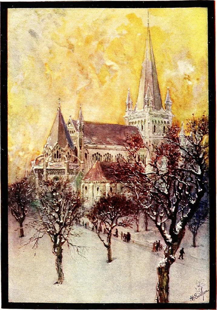 An illustration from The cathedrals and churches of Norway, Sweden and Denmark : with forty illustrations (four of which are in colour), 1908, leaf 8