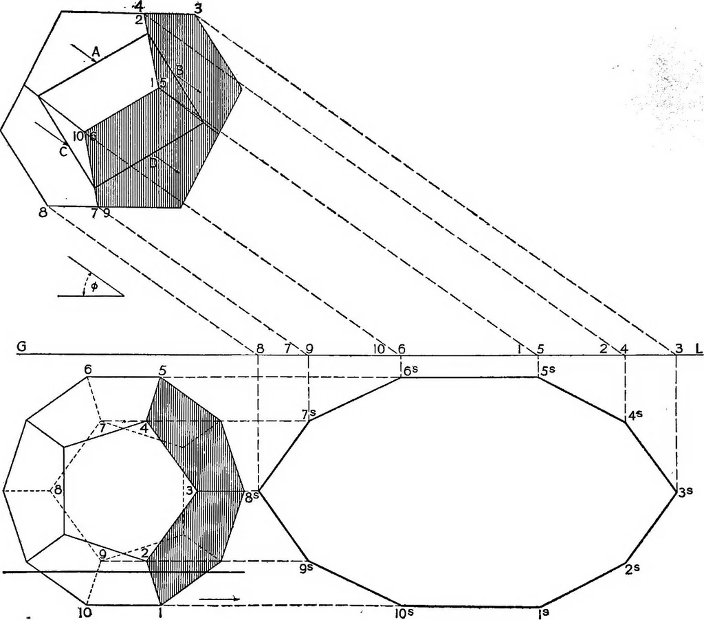 An illustration from Shades and shadows, with applications to architectural details, and exercises in drawing them with the brush and pen .., 1912, leaf 18