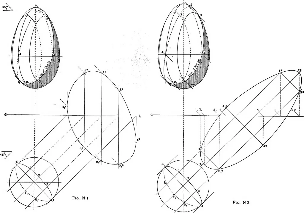 An illustration from Shades and shadows, with applications to architectural details, and exercises in drawing them with the brush and pen .., 1912, leaf 23