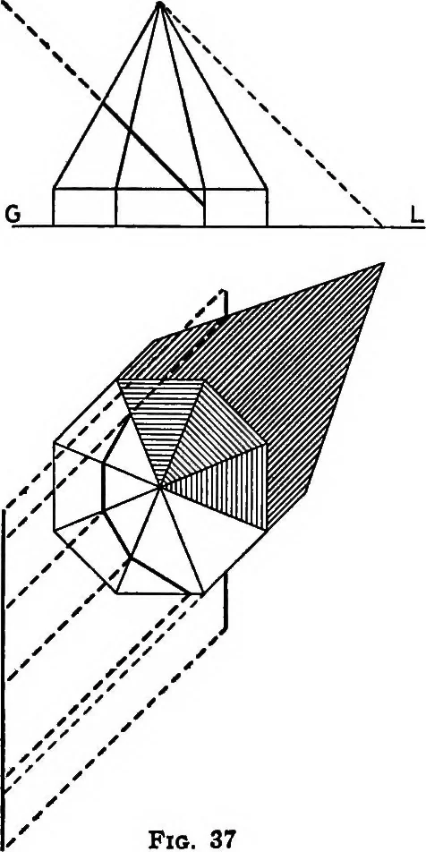 An illustration from Shades and shadows, with applications to architectural details, and exercises in drawing them with the brush and pen .., 1912, leaf 50