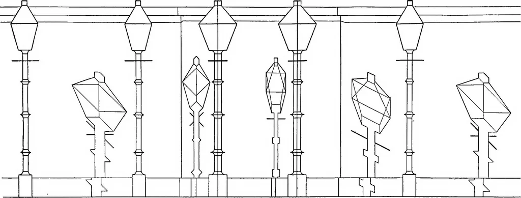 An illustration from Shades and shadows, with applications to architectural details, and exercises in drawing them with the brush and pen .., 1912, leaf 54
