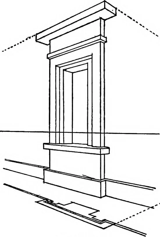 An illustration from Shades and shadows, with applications to architectural details, and exercises in drawing them with the brush and pen .., 1912, leaf 57