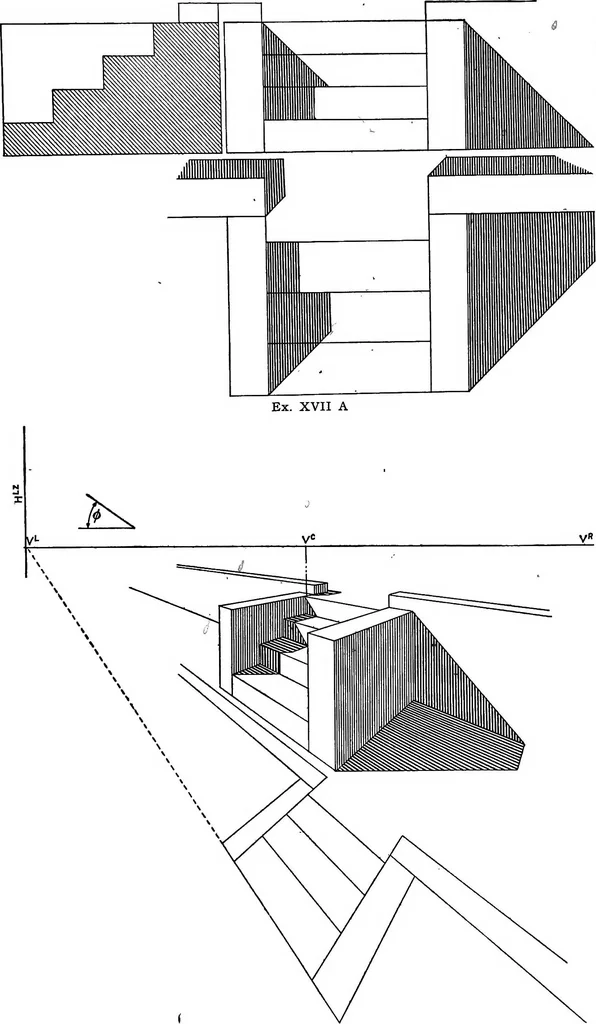 An illustration from Shades and shadows, with applications to architectural details, and exercises in drawing them with the brush and pen .., 1912, leaf 63