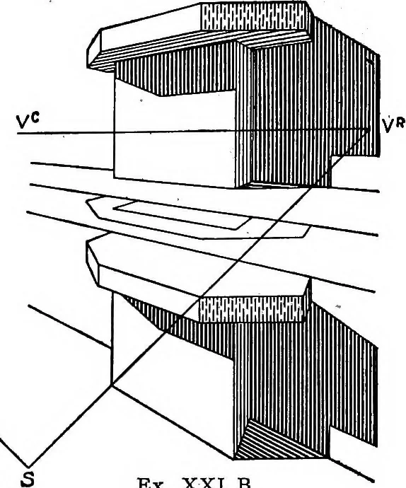 An illustration from Shades and shadows, with applications to architectural details, and exercises in drawing them with the brush and pen .., 1912, leaf 65