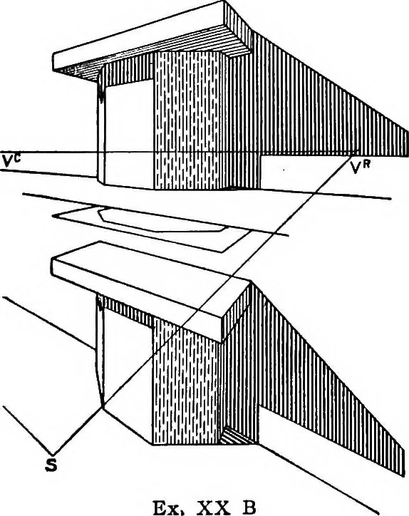 An illustration from Shades and shadows, with applications to architectural details, and exercises in drawing them with the brush and pen .., 1912, leaf 65