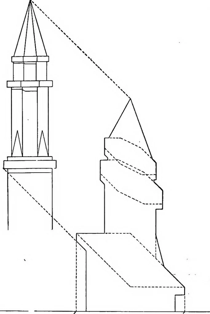 An illustration from Shades and shadows, with applications to architectural details, and exercises in drawing them with the brush and pen .., 1912, leaf 69