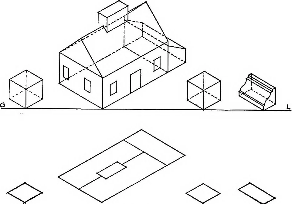 An illustration from Shades and shadows, with applications to architectural details, and exercises in drawing them with the brush and pen .., 1912, leaf 75