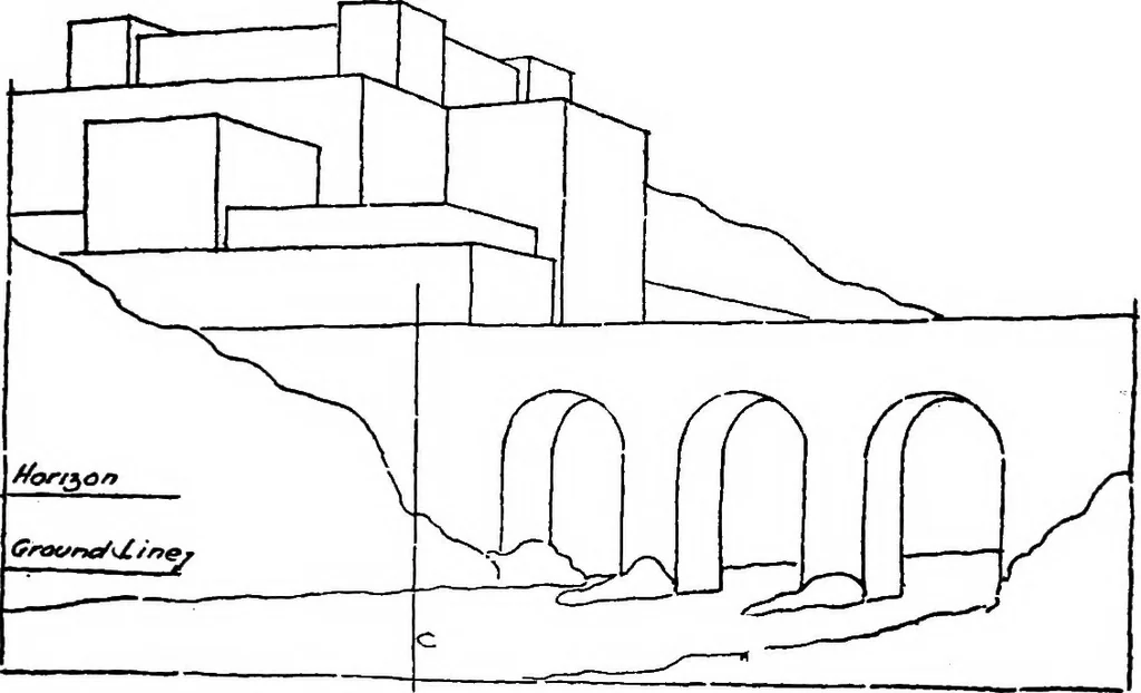 An illustration from Perspective delineation, 1921, leaf 132