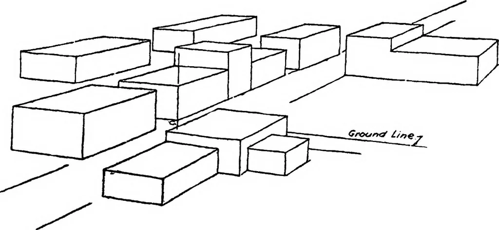 An illustration from Perspective delineation, 1921, leaf 132