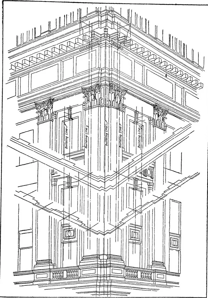 An illustration from Perspective delineation, 1921, leaf 134