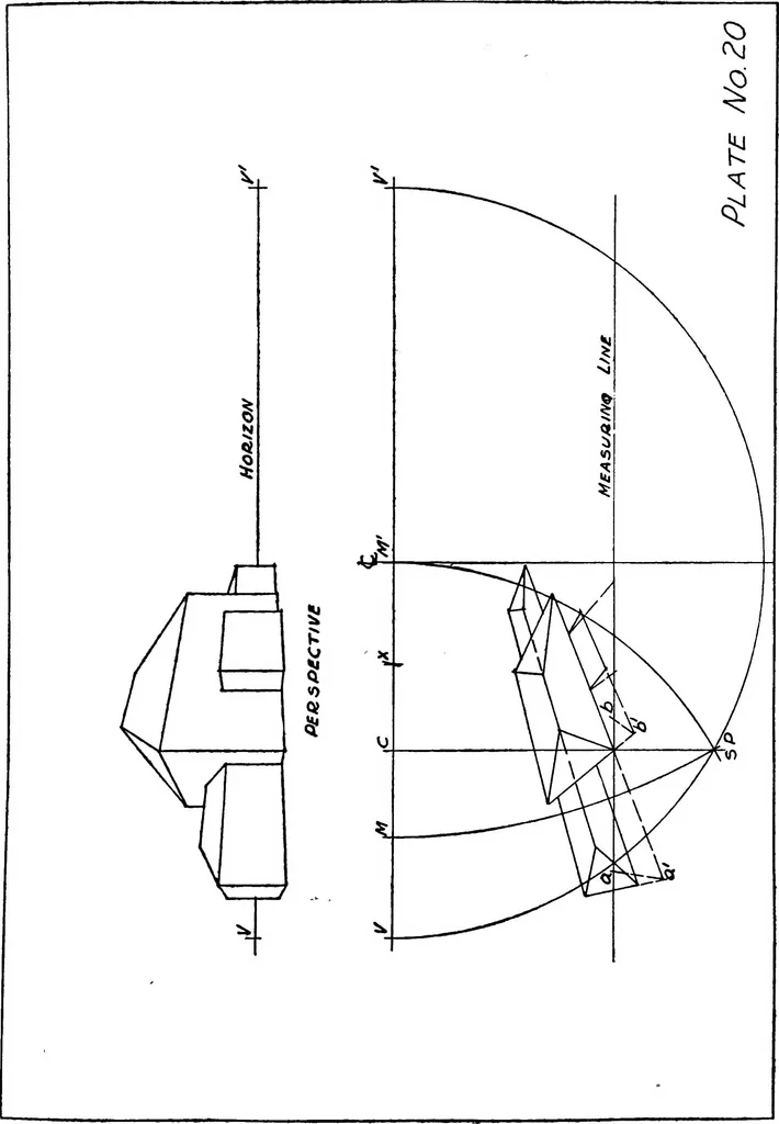 An illustration from Perspective delineation, 1921, leaf 94