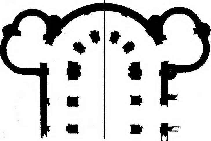 An illustration from American churches ... A series of authoritative articles on designing, planning, heating, ventilating, lighting and general equipment of churches as demonstrated by the best practice in the United States, 1915, leaf 103