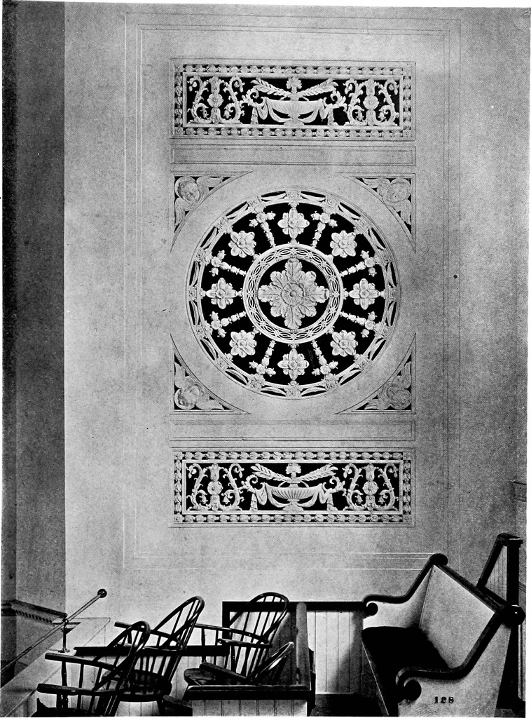 An illustration from American churches ... A series of authoritative articles on designing, planning, heating, ventilating, lighting and general equipment of churches as demonstrated by the best practice in the United States, 1915, leaf 158