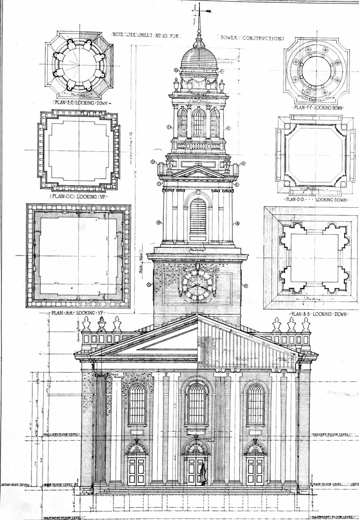 An illustration from American churches ... A series of authoritative articles on designing, planning, heating, ventilating, lighting and general equipment of churches as demonstrated by the best practice in the United States, 1915, leaf 166