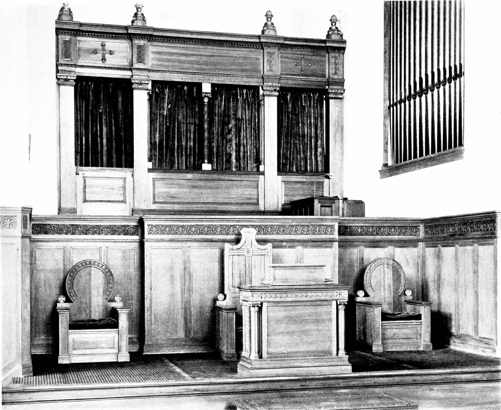 An illustration from American churches ... A series of authoritative articles on designing, planning, heating, ventilating, lighting and general equipment of churches as demonstrated by the best practice in the United States, 1915, leaf 188