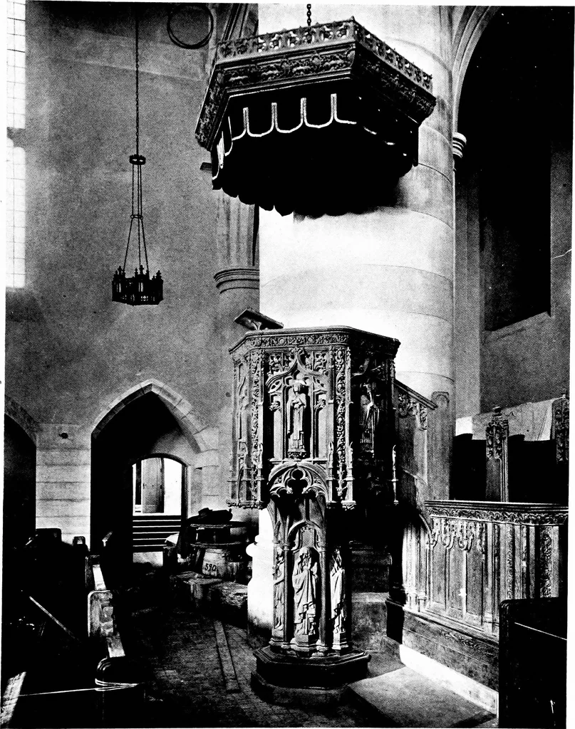 An illustration from American churches ... A series of authoritative articles on designing, planning, heating, ventilating, lighting and general equipment of churches as demonstrated by the best practice in the United States, 1915, leaf 254