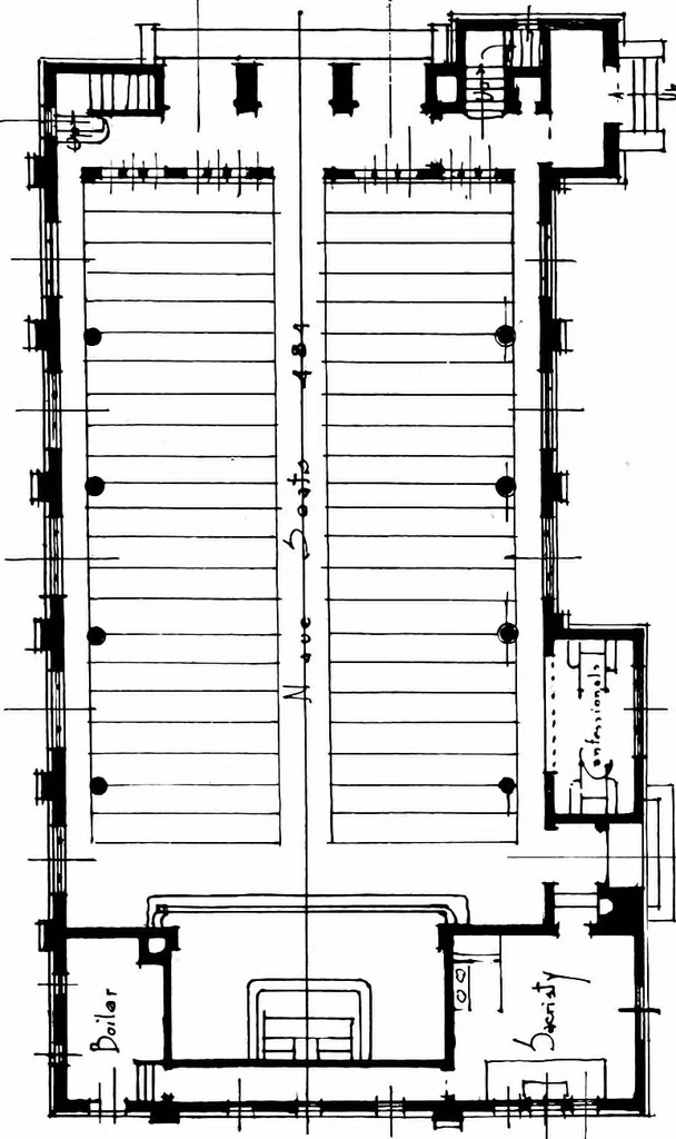 An illustration from American churches ... A series of authoritative articles on designing, planning, heating, ventilating, lighting and general equipment of churches as demonstrated by the best practice in the United States, 1915, leaf 268