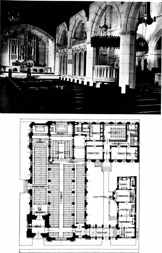 An illustration from American churches ... A series of authoritative articles on designing, planning, heating, ventilating, lighting and general equipment of churches as demonstrated by the best practice in the United States, 1915, leaf 274