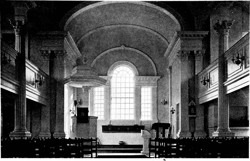 An illustration from American churches ... A series of authoritative articles on designing, planning, heating, ventilating, lighting and general equipment of churches as demonstrated by the best practice in the United States, 1915, leaf 28