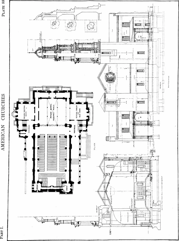 An illustration from American churches ... A series of authoritative articles on designing, planning, heating, ventilating, lighting and general equipment of churches as demonstrated by the best practice in the United States, 1915, leaf 284