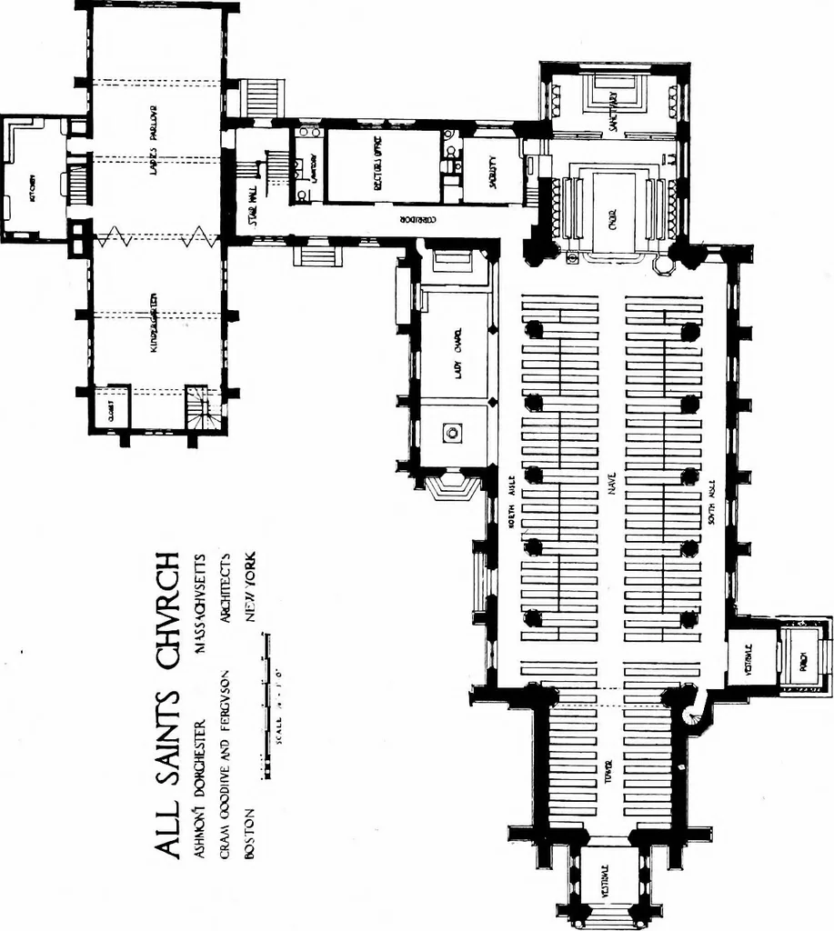 An illustration from American churches ... A series of authoritative articles on designing, planning, heating, ventilating, lighting and general equipment of churches as demonstrated by the best practice in the United States, 1915, leaf 304