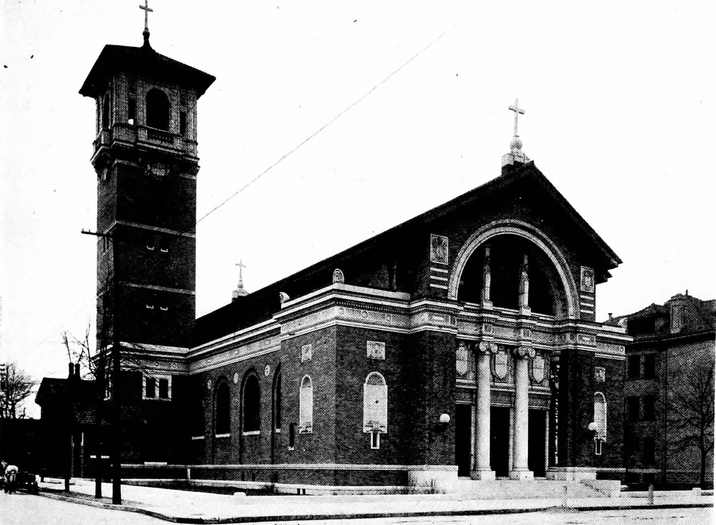 An illustration from American churches ... A series of authoritative articles on designing, planning, heating, ventilating, lighting and general equipment of churches as demonstrated by the best practice in the United States, 1915, leaf 314