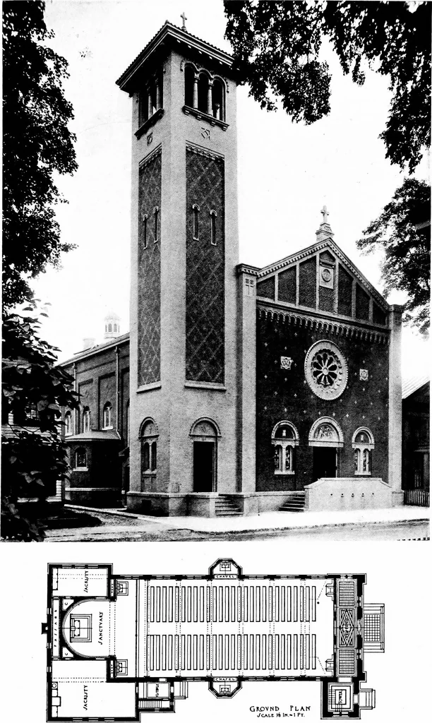 An illustration from American churches ... A series of authoritative articles on designing, planning, heating, ventilating, lighting and general equipment of churches as demonstrated by the best practice in the United States, 1915, leaf 346