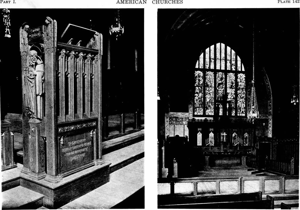 An illustration from American churches ... A series of authoritative articles on designing, planning, heating, ventilating, lighting and general equipment of churches as demonstrated by the best practice in the United States, 1915, leaf 392